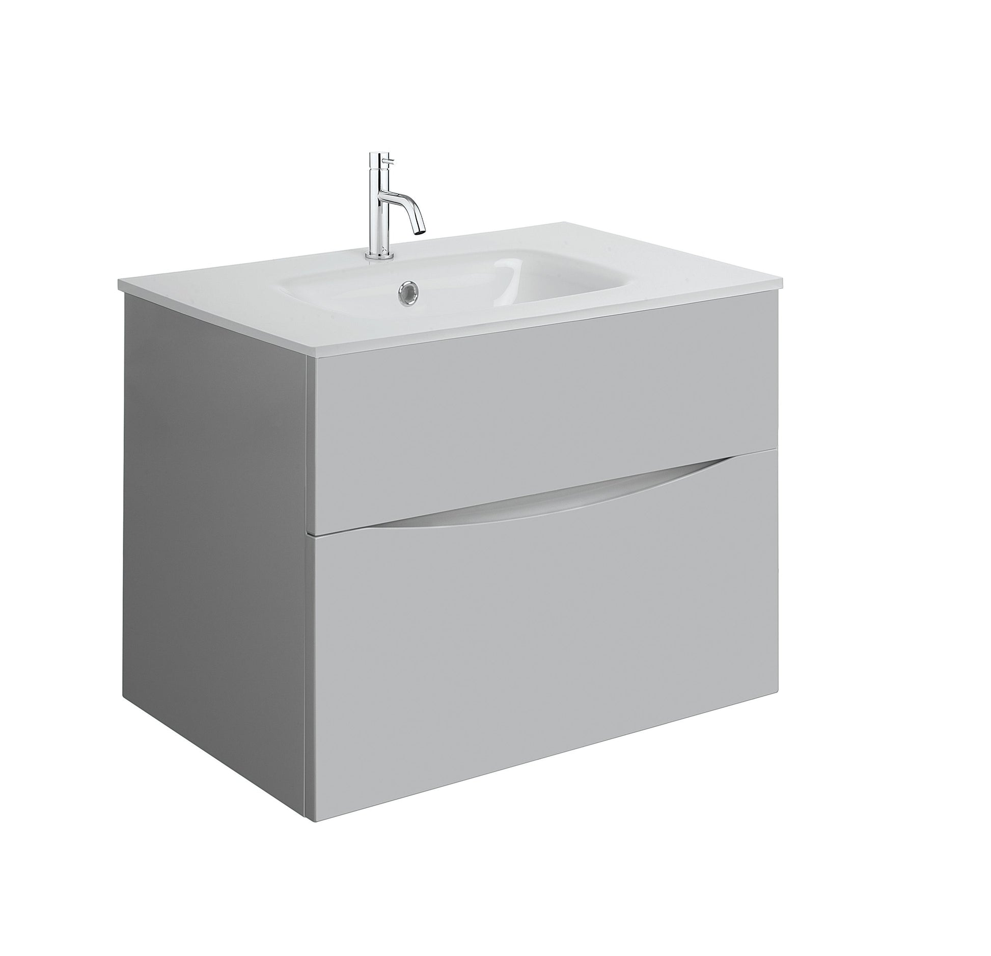 Crosswater Limit 700 Single Drawer Unit Royal Walnut with Ice Glass Basin 1TH