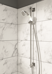 GROSVENOR SLIDE RAIL KIT WITH SINGLE FUNCTION HANDSET AND SHOWER HOSE, WITH BOTTOM OUTLET ENTRY. WITH WHITE HAND SET