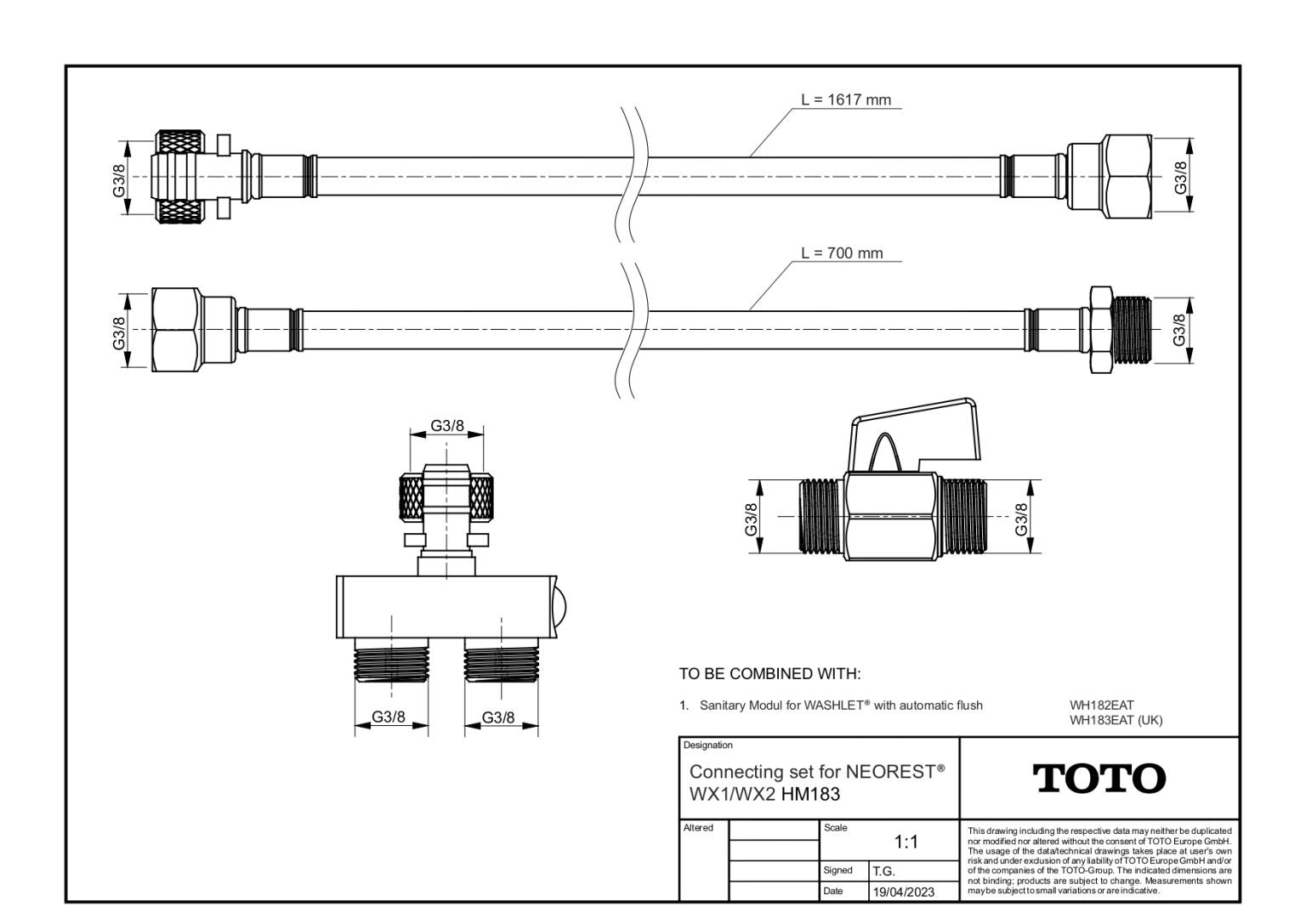 TOTO CONNECTING SET FOR NEOREST WX