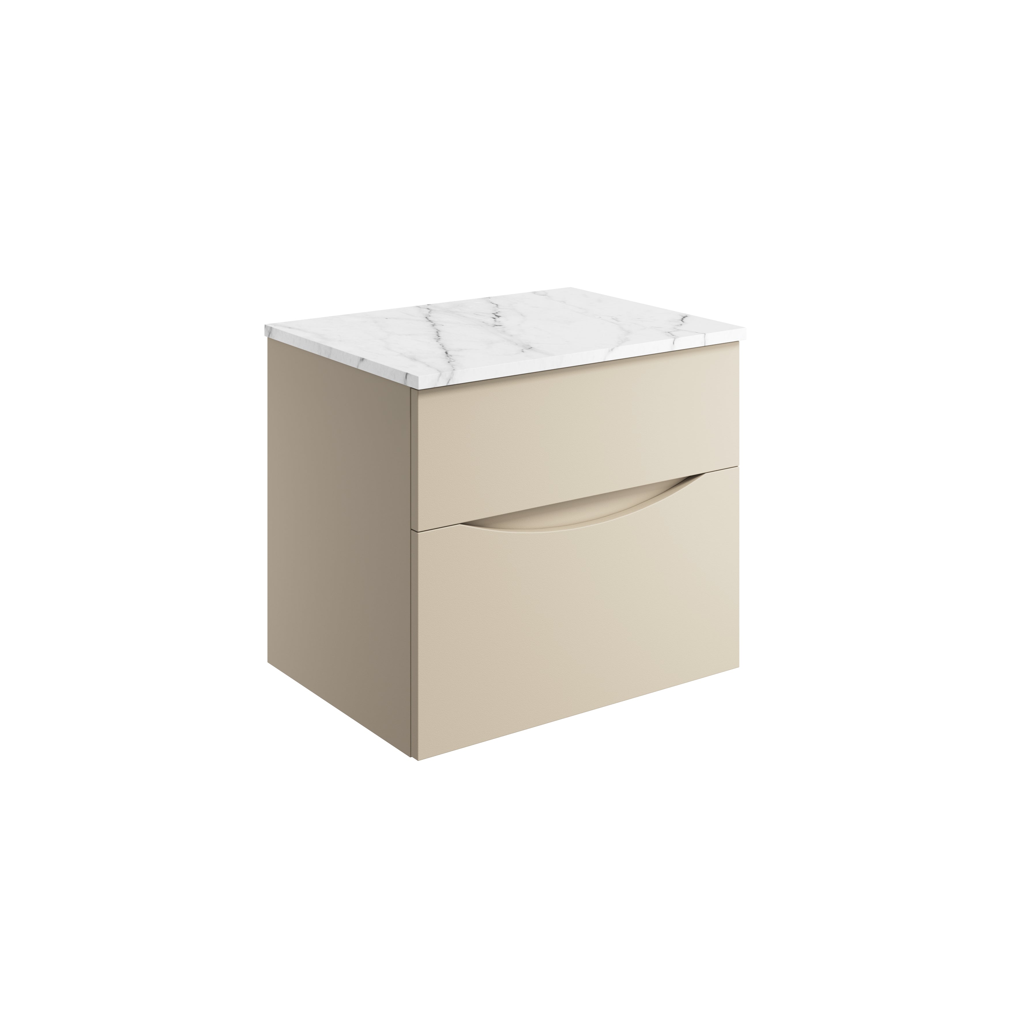 Crosswater Limit 600 Single Drawer Unit Steelwood with Carrara Marble Effect Worktop