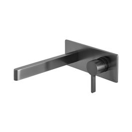 Edit Wall Mounted Single Lever Basin Mixer with Rectangular Backplate Brushed Black