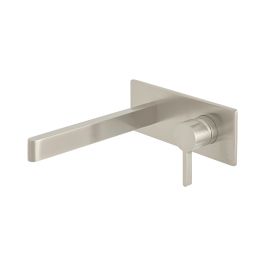 Edit Wall Mounted Single Lever Basin Mixer with Rectangular Backplate Brushed Nickel