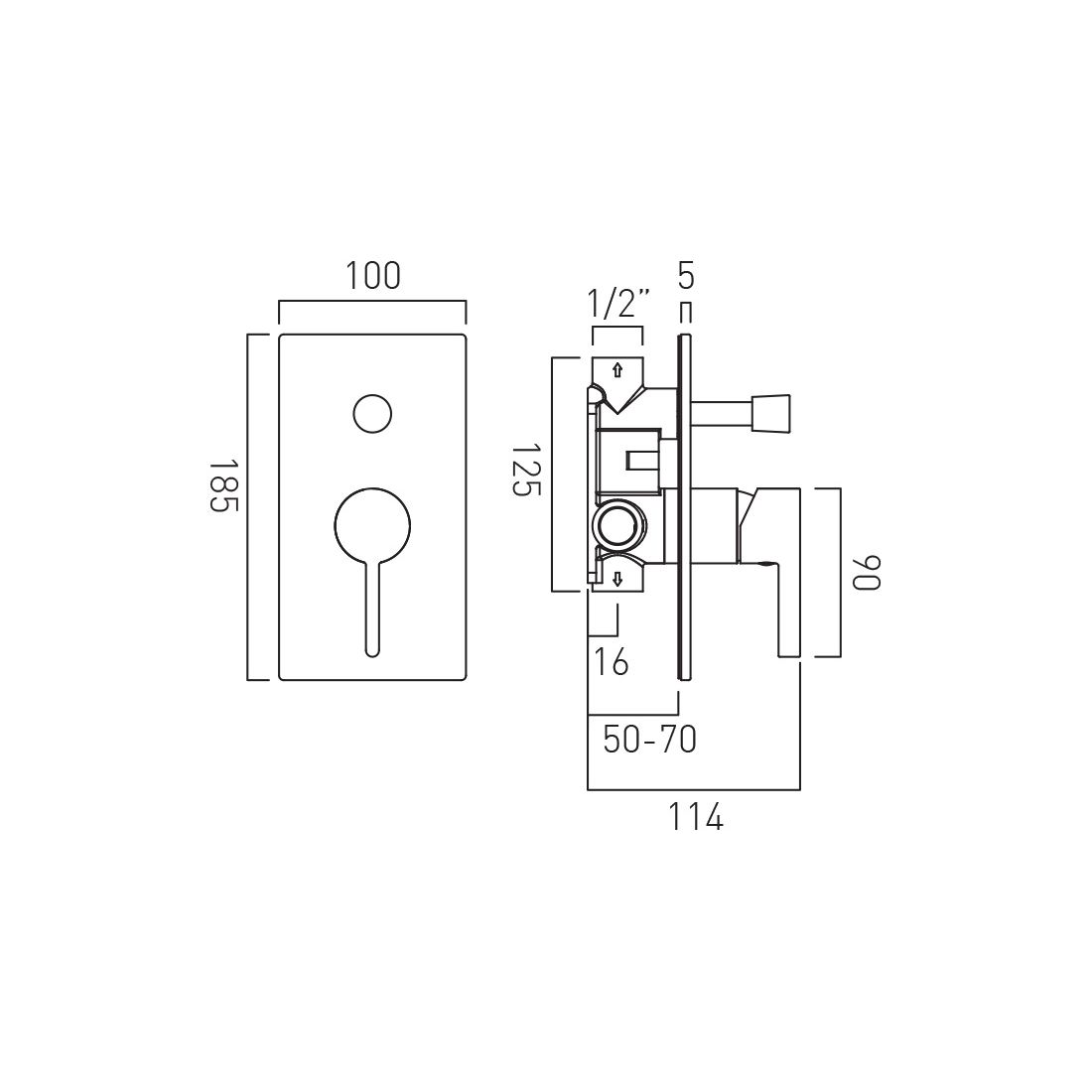 Edit 2 Outlet Concealed Single Lever Manual Valve with Diverter
