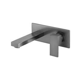 Notion Wall Mounted Single Lever Basin Mixer with Rectangular Backplate Brushed Gunmetal