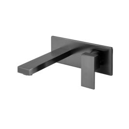 Notion Wall Mounted Single Lever Basin Mixer with Rectangular Backplate Brushed Black