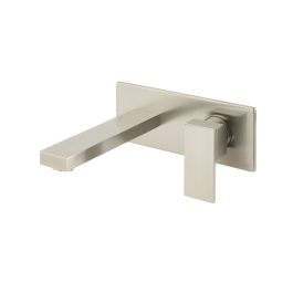 Notion Wall Mounted Single Lever Basin Mixer with Rectangular Backplate Brushed Nickel