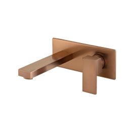 Notion Wall Mounted Single Lever Basin Mixer with Rectangular Backplate Brushed Bronze