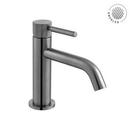Origins Knurled Slimline Mono Basin Mixer with Knurled Handle Brushed Gunmetal
