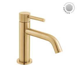Origins Knurled Slimline Mono Basin Mixer with Knurled Handle Brushed Gold