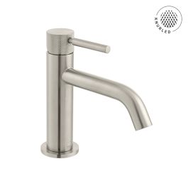 Origins Knurled Slimline Mono Basin Mixer with Knurled Handle Brushed Nickel