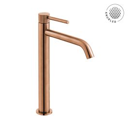 Origins Slimline Extended Mono Basin Mixer with Knurled Handle Brushed Bronze