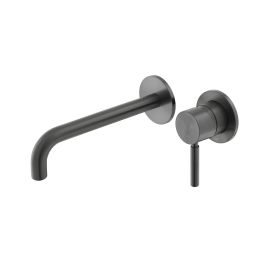 Origins Slimline 2 Hole Wall Mounted Single Lever Basin Mixer with 180mm Spout Brushed Black