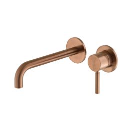 Origins Slimline 2 Hole Wall Mounted Single Lever Basin Mixer with 180mm Spout Brushed Bronze
