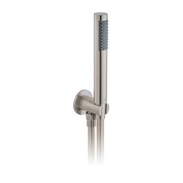 Round Single Function Mini Shower Kit with Integrated Outlet and Bracket Wall Mounted Brushed Nickel