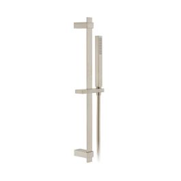 Square Slide Rail Shower Kit with Single-Function Shower Handset 600mm Slide Rail and Hose Brushed Nickel