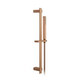 Square Slide Rail Shower Kit with Single-Function Shower Handset 600mm Slide Rail and Hose Brushed Bronze