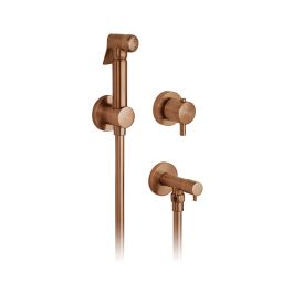 Shattaf Kit with Concealed Thermostatic Mixing Valve and Angle Valve Brushed Bronze