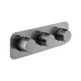 Tablet Altitude Horizontal Concealed 3 Outlet, 3 Handle Thermostatic Valve with All-Flow Function Brushed Gunmetal