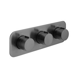 Tablet Altitude Horizontal Concealed 3 Outlet, 3 Handle Thermostatic Valve with All-Flow Function Brushed Black