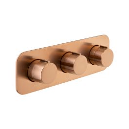 Tablet Altitude Horizontal Concealed 3 Outlet, 3 Handle Thermostatic Valve with All-Flow Function Brushed Bronze
