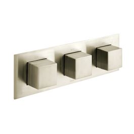 Tablet Notion Horizontal Concealed 3 Outlet, 3 Handle Thermostatic Valve with All-Flow Function Brushed Nickel