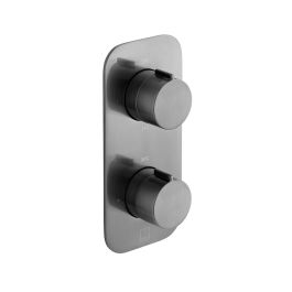 Tablet Altitude Horizontal Concealed 2 Outlet, 2 Handle Thermostatic Valve with All-Flow Function Brushed Gunmetal