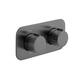 Tablet Altitude Horizontal Concealed 2 Outlet, 2 Handle Thermostatic Valve with All-Flow Function Brushed Black