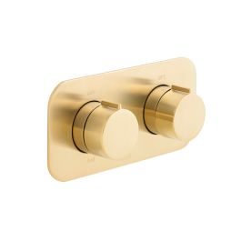 Tablet Altitude Horizontal Concealed 2 Outlet, 2 Handle Thermostatic Valve with All-Flow Function Brushed Gold
