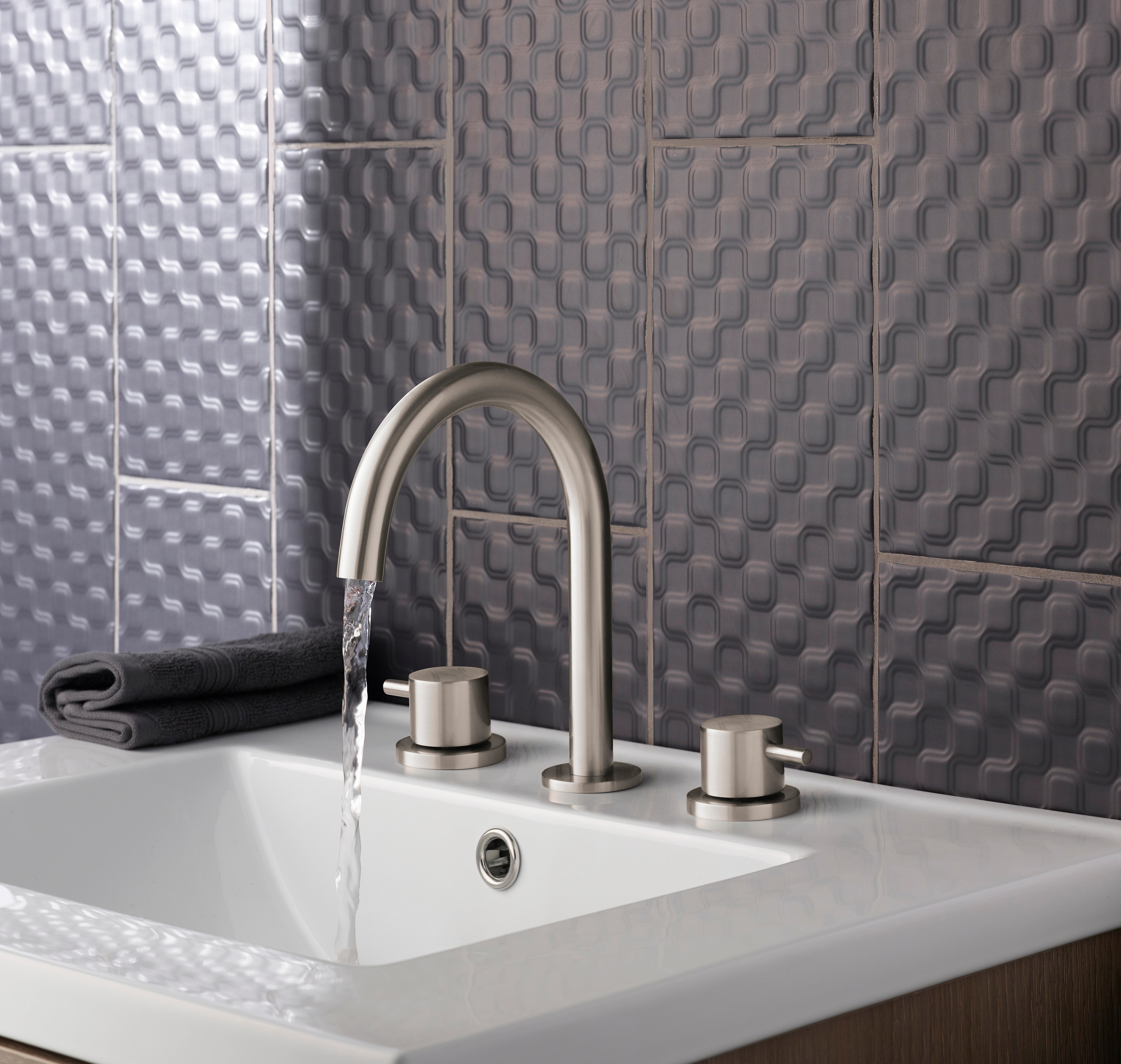 INOX 3 HOLE DECK MOUNTED
 BASIN MIXER