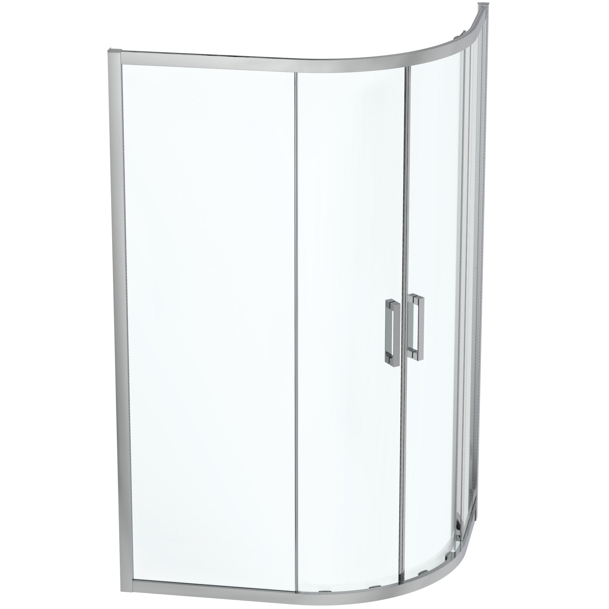 Connect 2 Offset Quadrant enclosure with Idealclean clear glass - bright silver finish