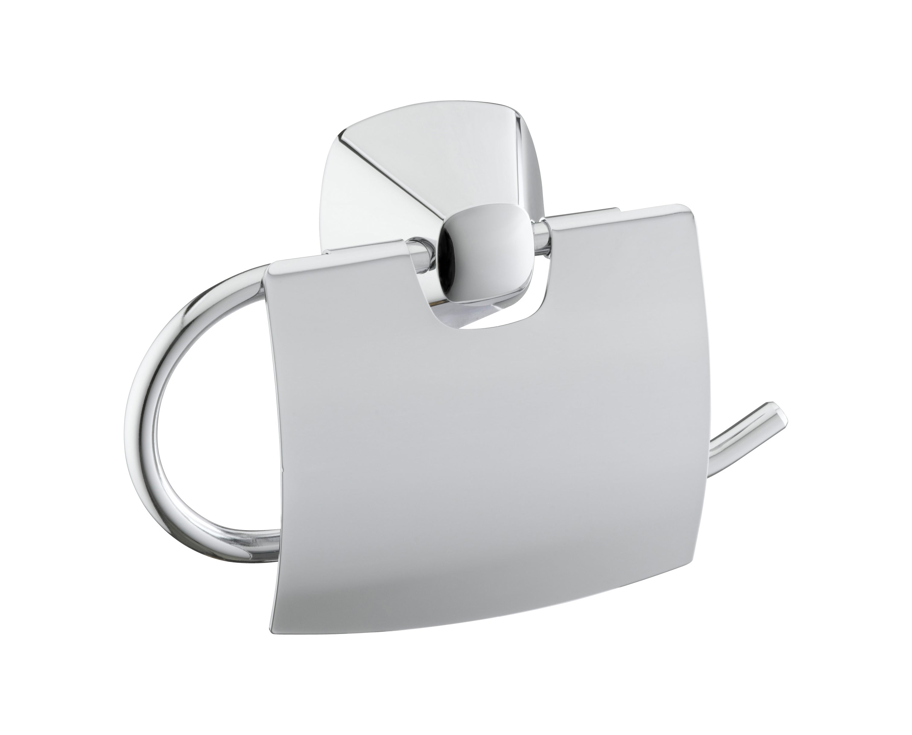 Toilet paper holder with lid chrome-plated