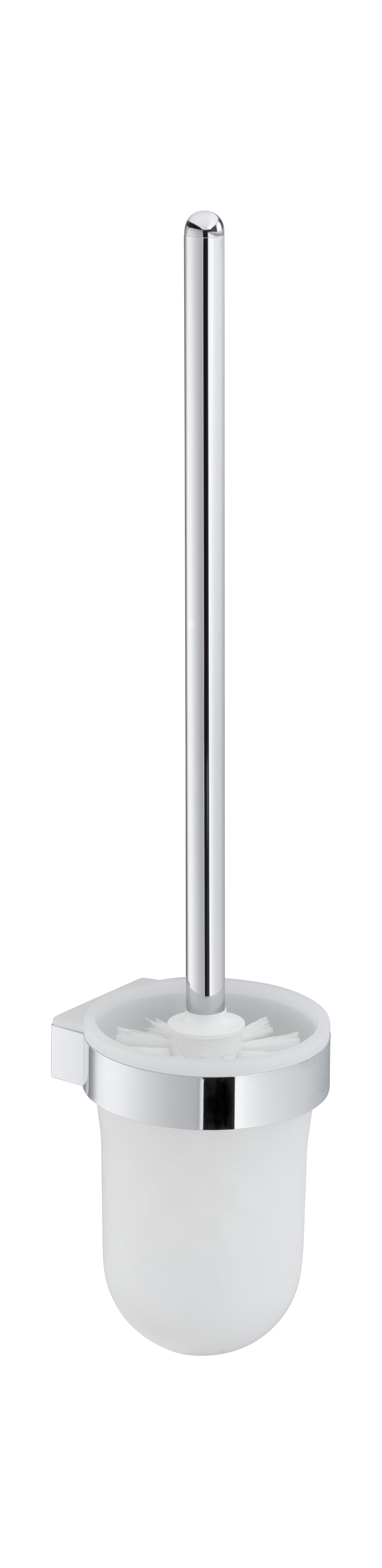 Toilet brush set with synthetic insert chrome-plated