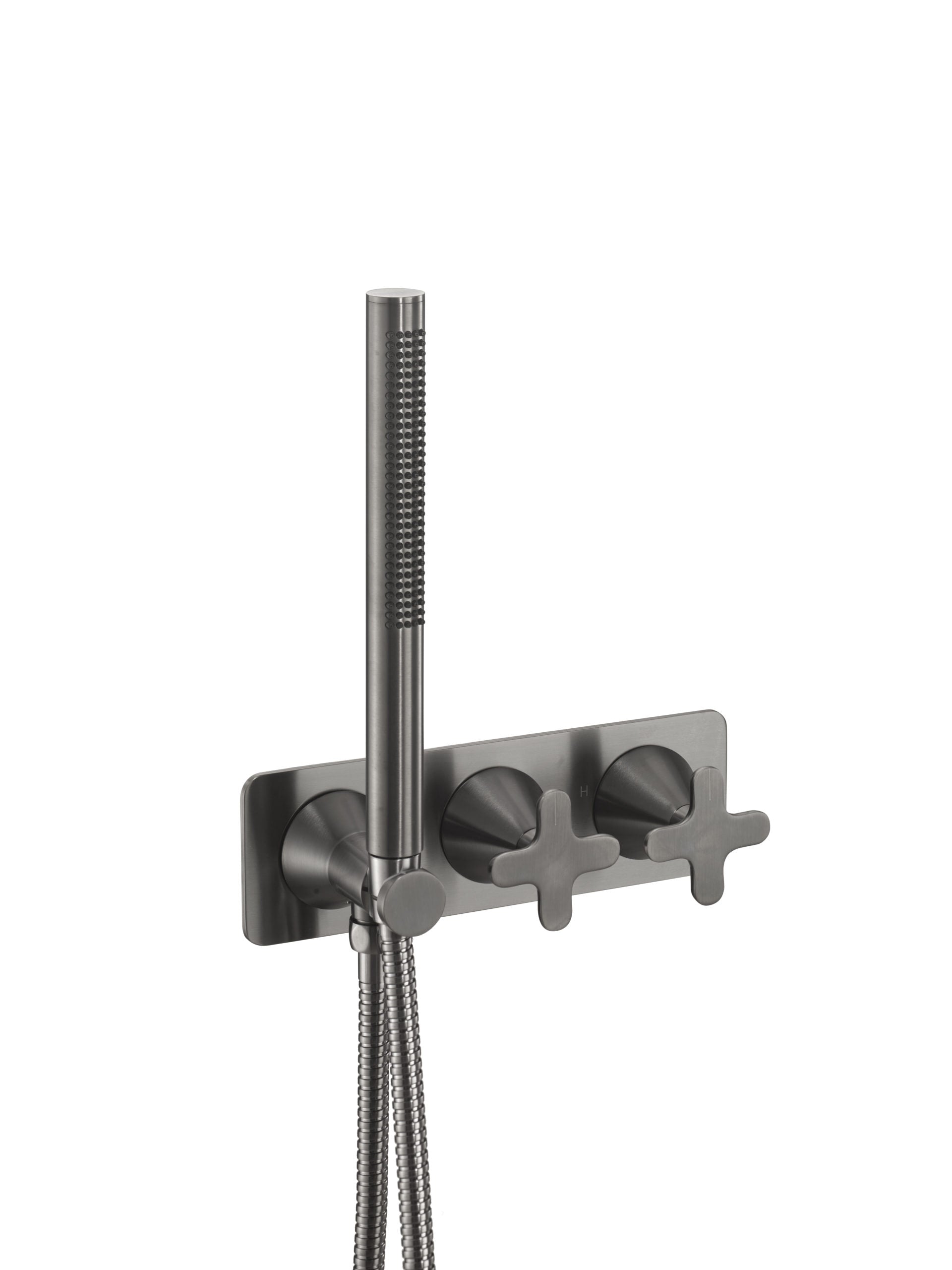 KONO THERMOSTATIC CONCEALED 2 OUTLET SHOWER VALVE WITH ATTACHED HANDSET HANDLES INCLUDED)