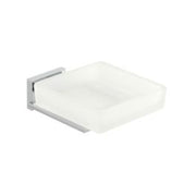 Level Frosted Glass Soap Dish and Holder Wall Mounted Chrome