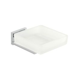Level Frosted Glass Soap Dish and Holder Wall Mounted Chrome