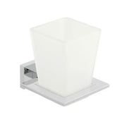 Level Frosted Glass Tumbler and Holder Wall Mounted Chrome