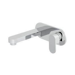 Life 2 Hole Basin Mixer Single Lever with 200mm Spout Wall Mounted with Oval Back Plate Chrome