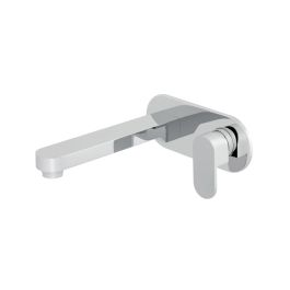 Life 2 Hole Basin Mixer Single Lever with 230mm Spout Wall Mounted with Oval Back Plate Chrome