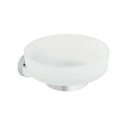 Life Frosted Glass Soap Dish and Holder Wall Mounted Chrome
