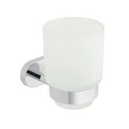Life Frosted Glass Tumbler and Holder Wall Mounted Chrome