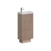 Crosswater Limit 400mm Cloakroom Floorstanding Unit with Cast Mineral Marble Basin Modern oak