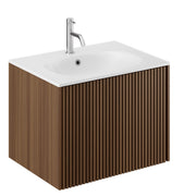Crosswater Limit 600 Single Drawer Unit Royal Walnut with Cast Mineral Marble Basin 1TH