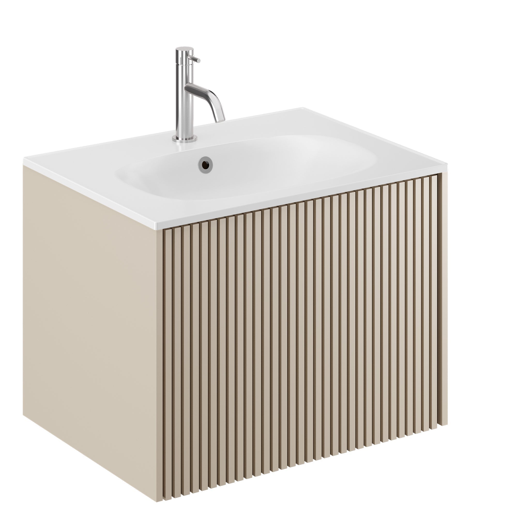 Crosswater Limit 600 Single Drawer Unit Warm Stone with Cast Mineral Marble Basin 1TH