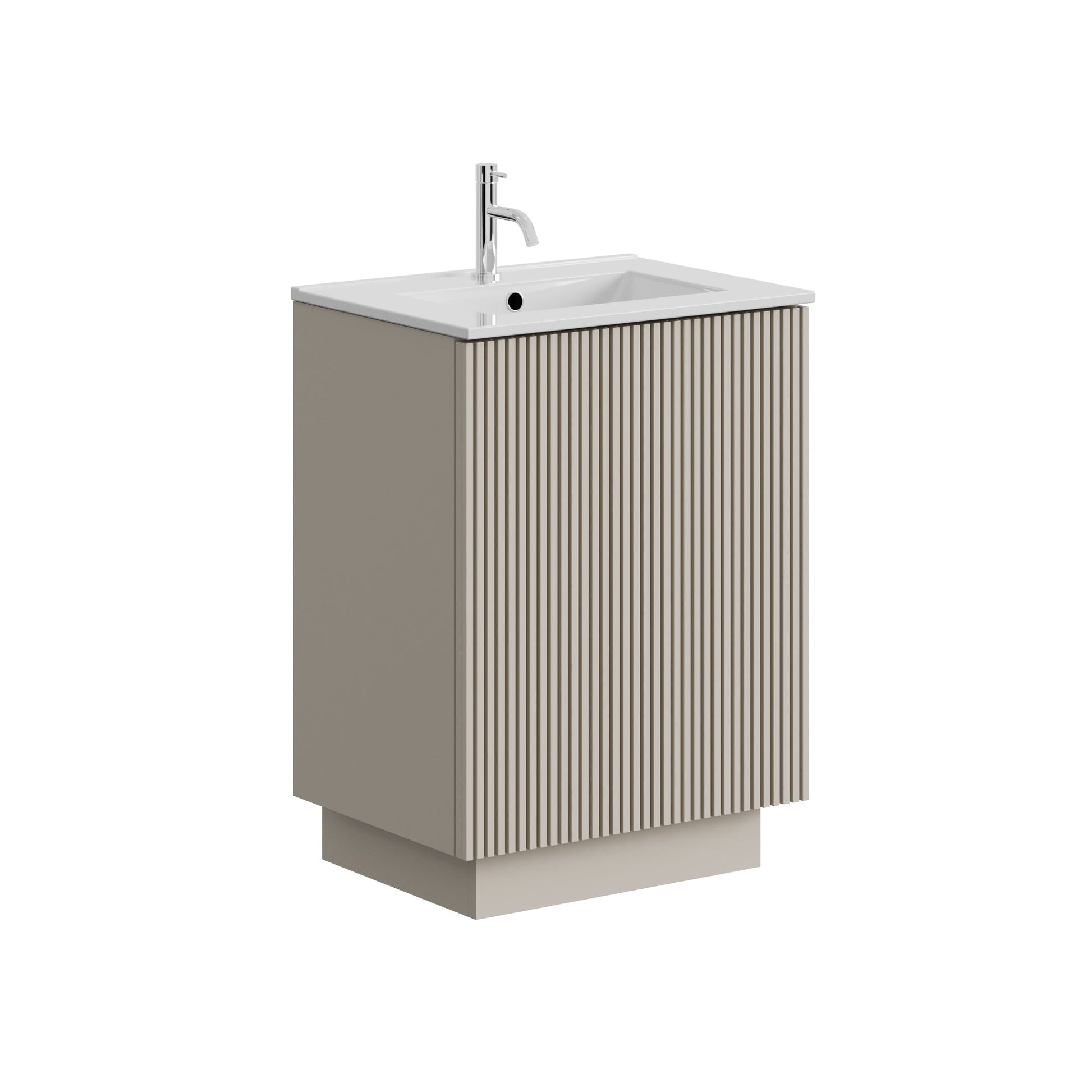 Crosswater Limit 600 Floorstanding Door Unit Warm Stone with Cast Mineral Marble Basin 1TH