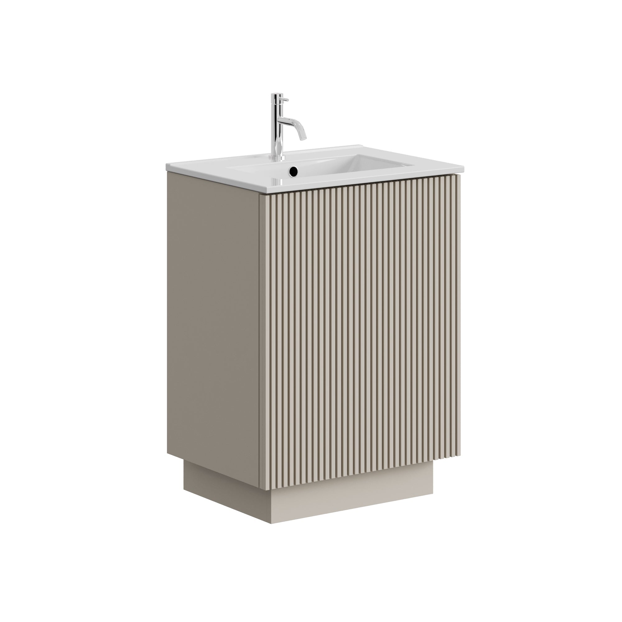 Crosswater Limit 600 Floorstanding Door Unit Warm Stone with Cast Mineral Marble Basin 1TH