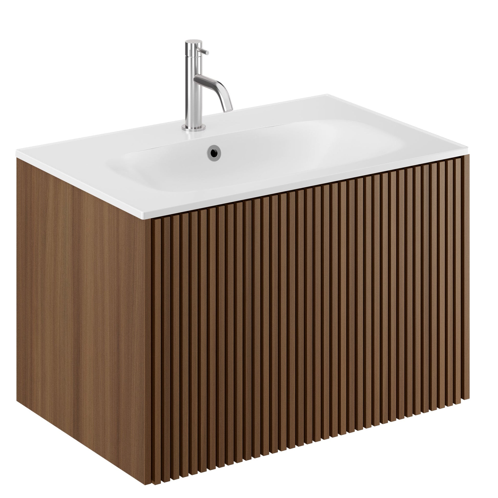 Crosswater Limit 700 Single Drawer Unit Royal Walnut with Cast Mineral Marble Basin 1TH