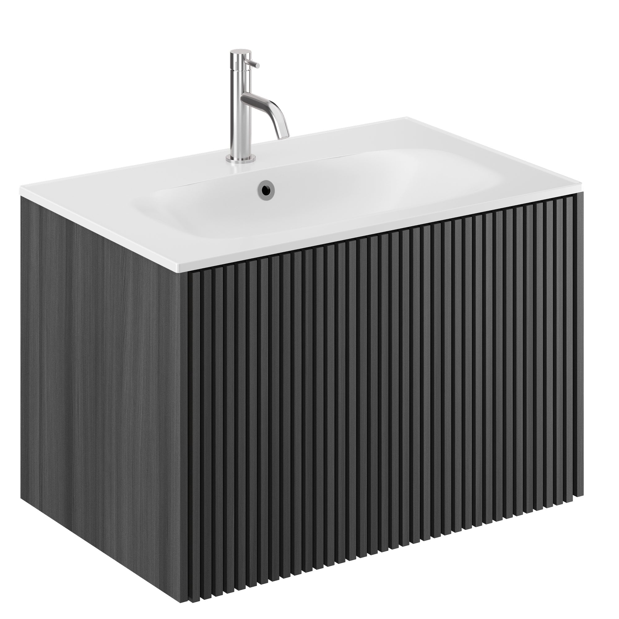 Crosswater Limit 700 Single Drawer Unit Steelwood with Cast Mineral Marble Basin 1TH