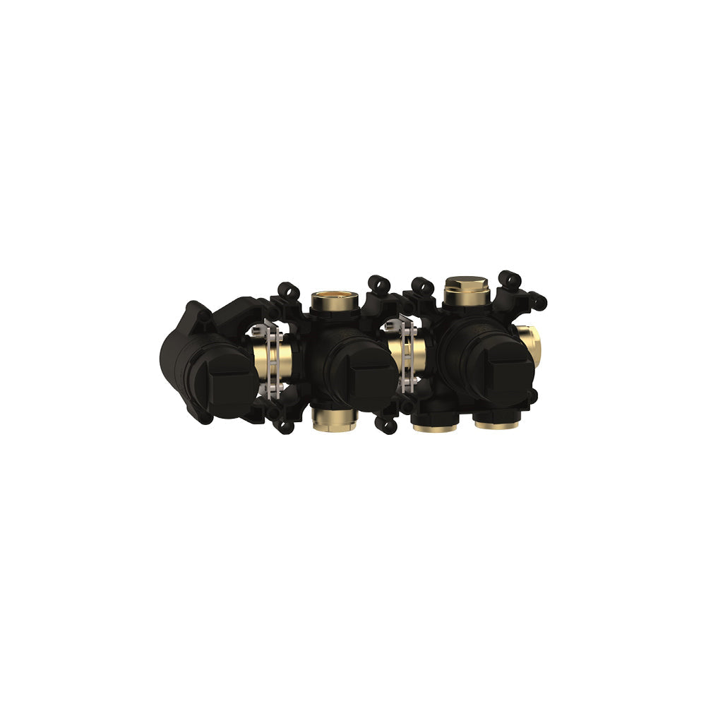 Crosswater MPRO Module 2 Outlet 2 Handle Shower Valve & Bath Spout Trimset Brushed