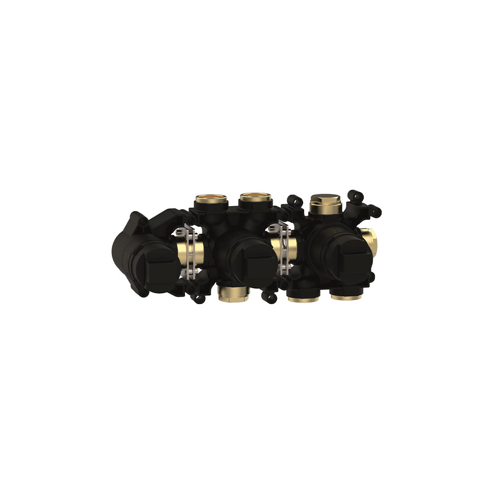 Crosswater MPRO Module 3 Outlet 2 Handle Shower Valve & Bath Spout Trimset Brushed