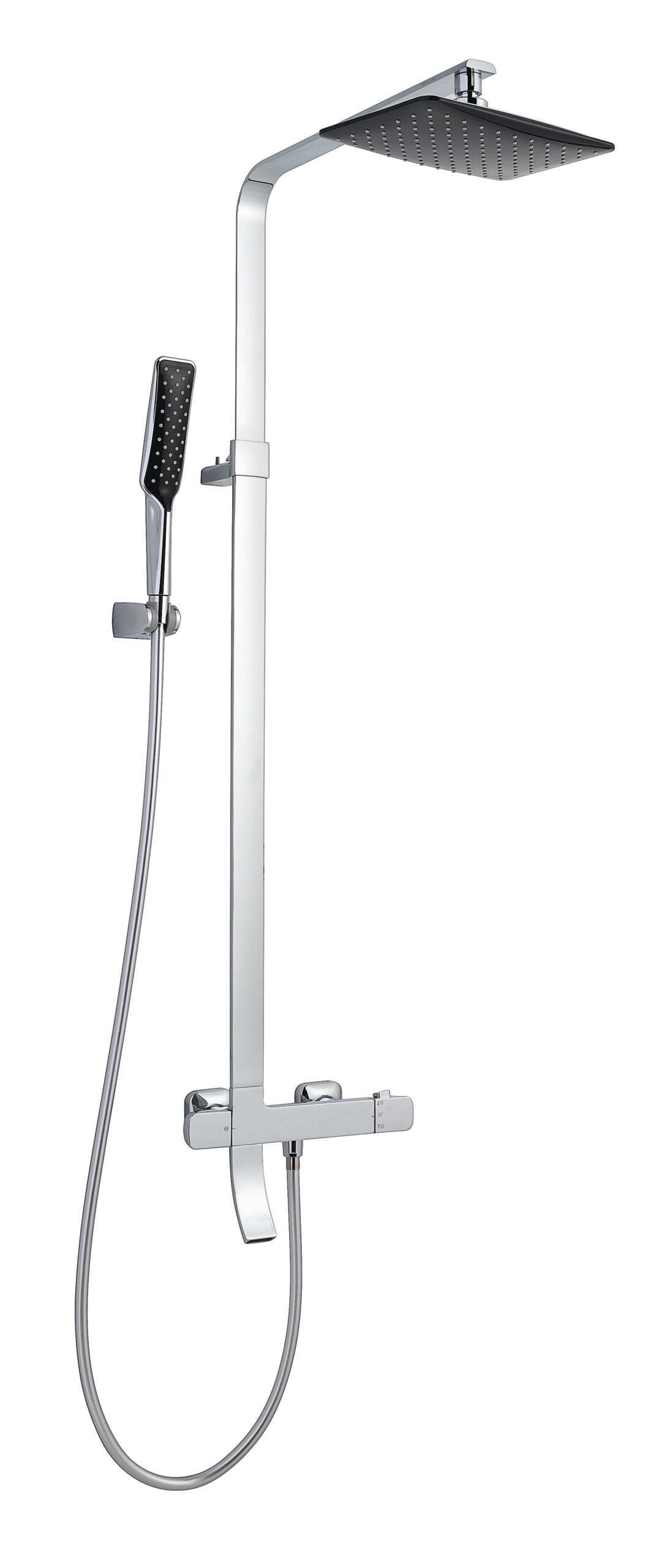 THERMOSTATIC SHOWER POLE WITH OVERHEAD SHOWER,